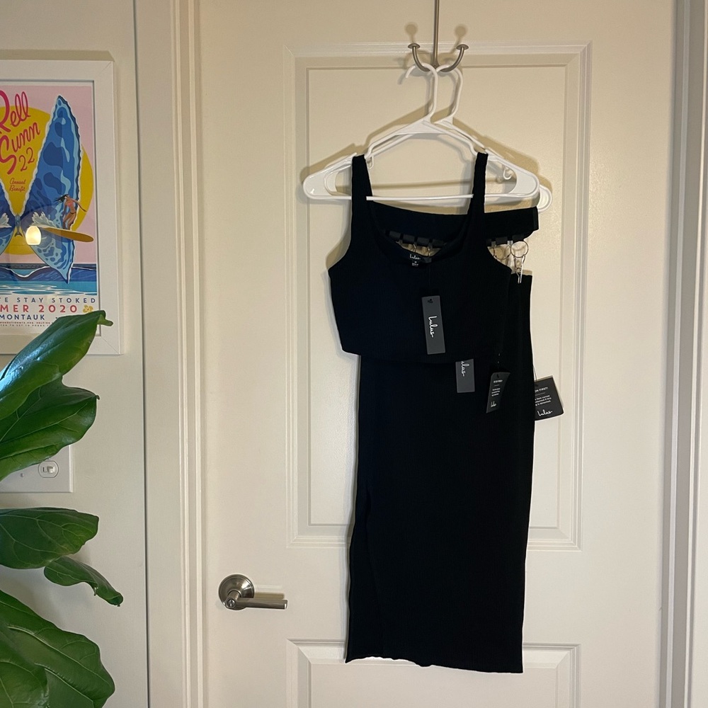 Lulu’s Set For Life Black Ribbed Bodycon Two-Piece Dress